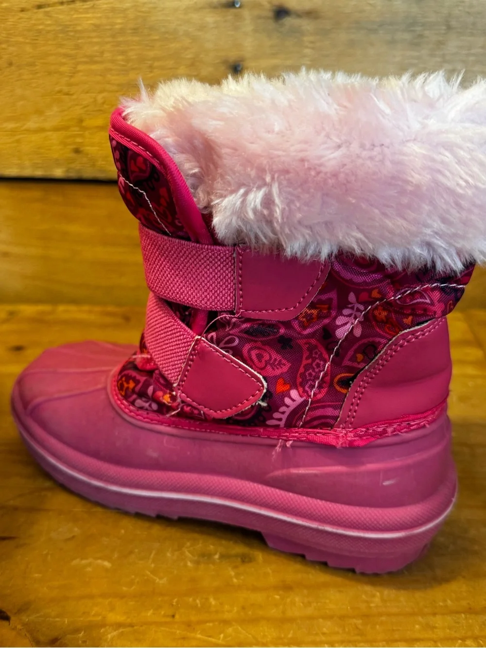 Thermolite Girls Pink Faux Fur Winter Snow Boots - Kids Size 9/10